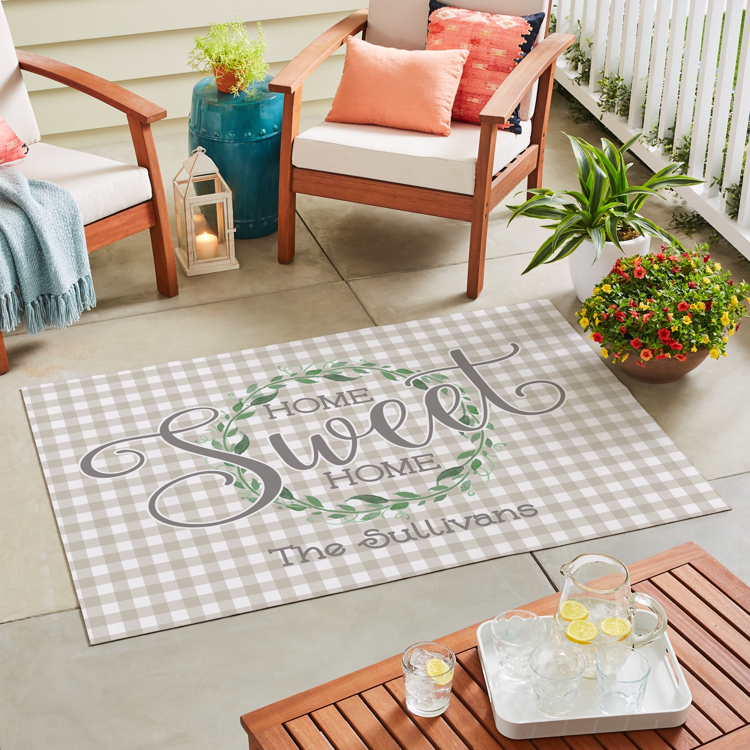 Gingham Home Sweet Home Oversized Mat