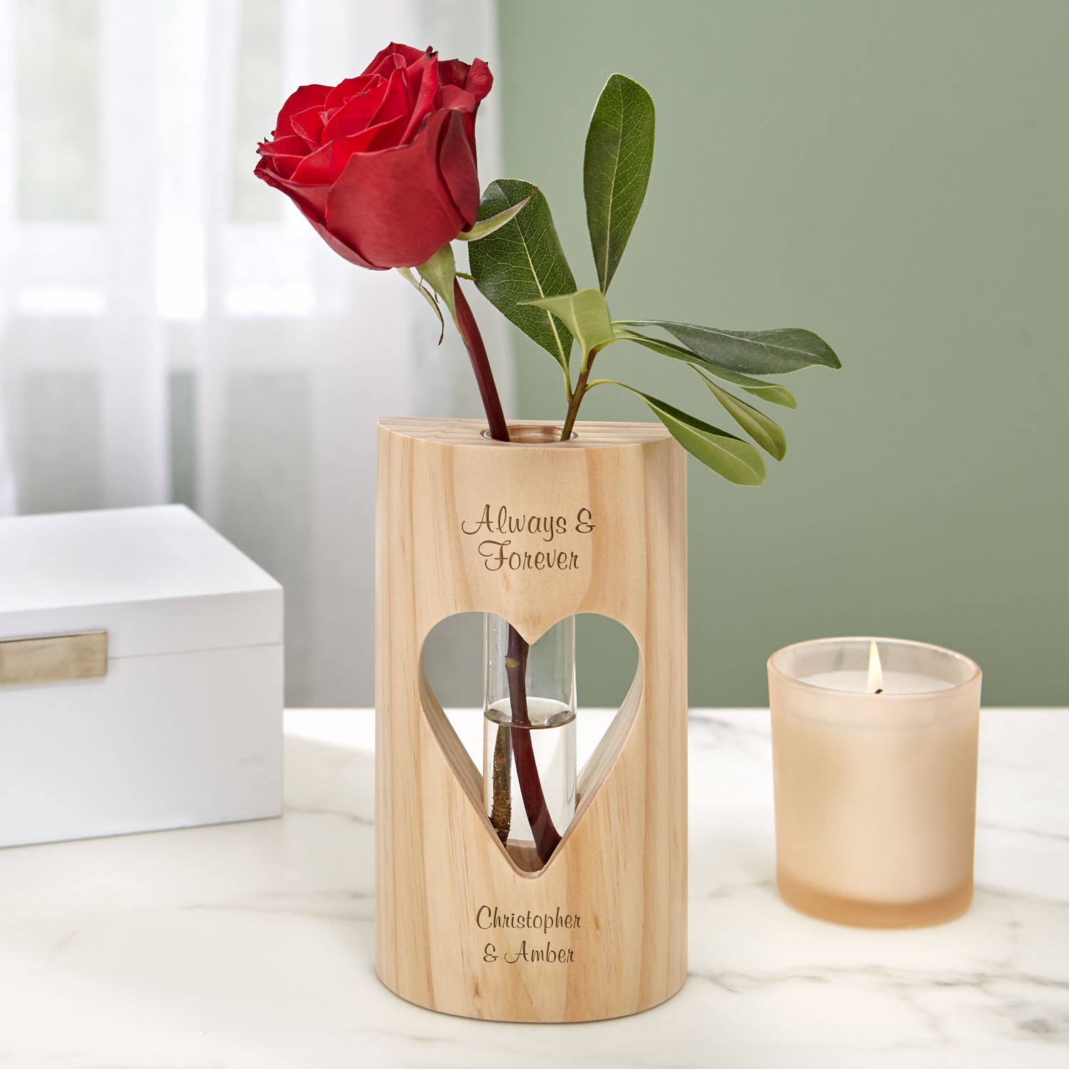 Love's Embrace Personalized Bud Vase at