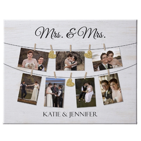 We Belong Together Wedding Photo Canvas - 16X20 - Gold Hearts