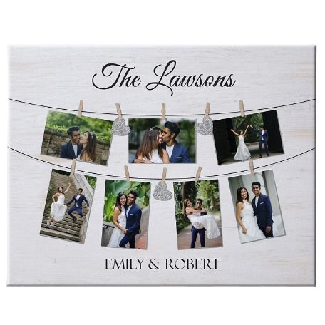 We Belong Together Wedding Photo Canvas - 11X14 - Silver Hearts