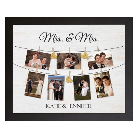 We Belong Together Wedding Photo Canvas - 11X14 - Framed - Gold Hearts