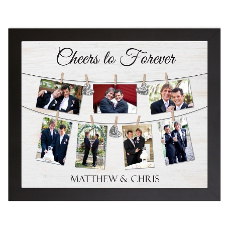 We Belong Together Wedding Photo Canvas - 16X20 - Framed - Lace Hearts