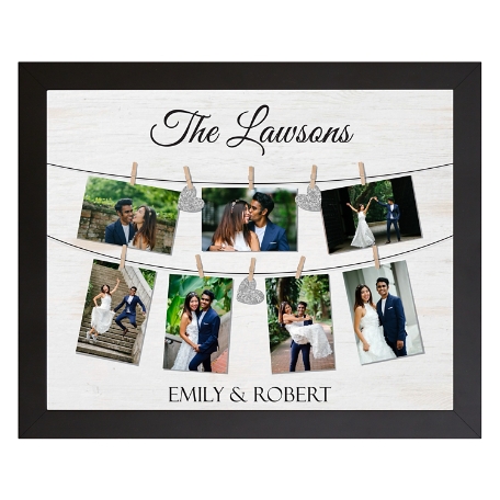 We Belong Together Wedding Photo Canvas - 16X20 - Framed - Silver Hearts