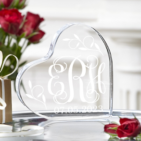 Elegant Monogram Acrylic Heart