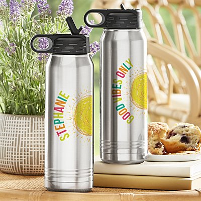 Happy Vibes Stainless Steel Water Bottle
