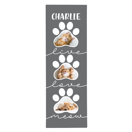 Live, Love Photo Paw Print Canvas - Meow - 9X27 - Unframed