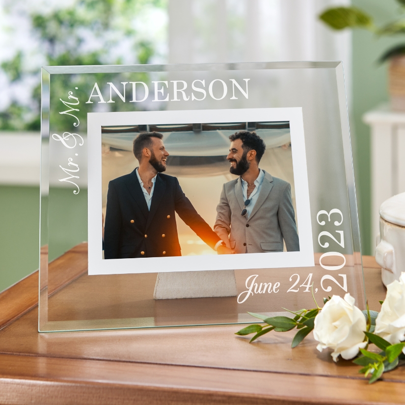 Wedding Day Personalized Glass Frame at