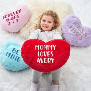 Plush Heart Sparkle Message Pillow