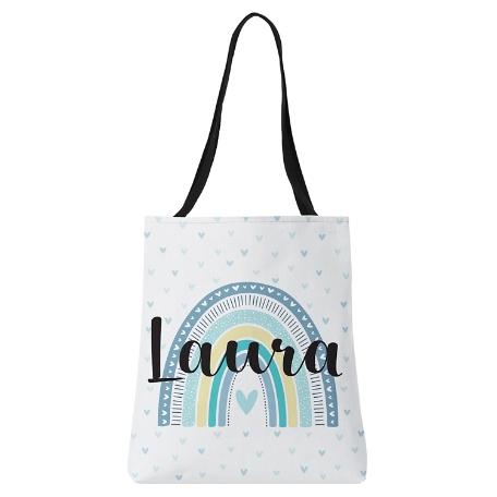 Rainbow Wishes Allover Print Tote - Blue