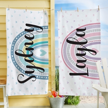 Rainbow Dreams Personalized Beach Towel