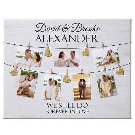 We Belong Together Anniversary Photo Canvas - 11X14 - Gold Hearts