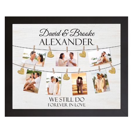 We Belong Together Anniversary Photo Canvas - 16X20 - Framed - Gold Hearts