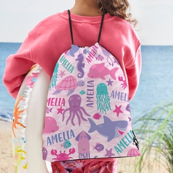 Animal Party Allover Print Drawstring Bag