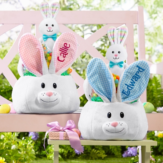 Fluffy Bunny Plush Easter Basket | Personal Creations