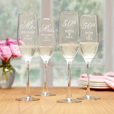 Elegant Champagne Personalized Flutes Set