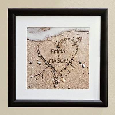 Love in Sand Personalized Framed Square Print