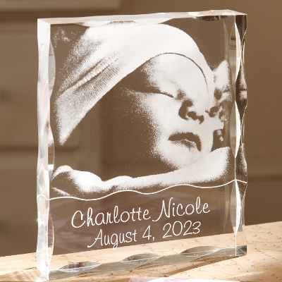 Baby's Acrylic Personalized Photo Display Block