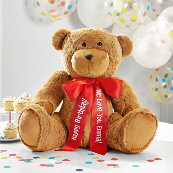 Giant Plush Teddy Bear with Personalized Ribbon - Red Ribbon