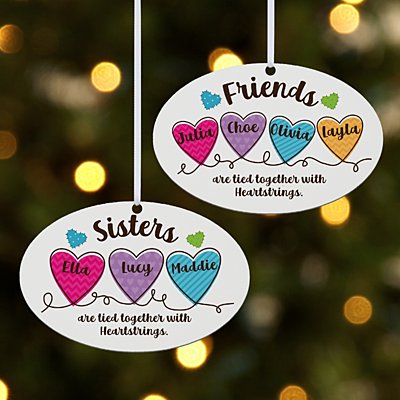 Siblings and Friends Heartfelt Personalized Oval Ornament