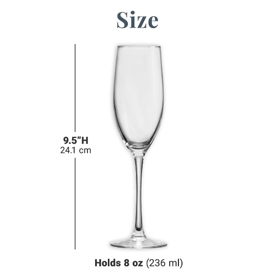 Champagne deals flute size