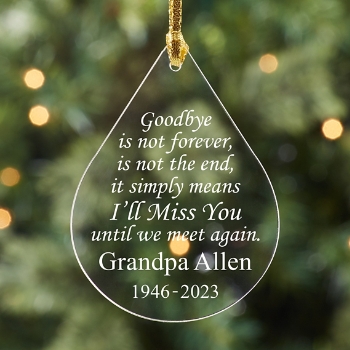 Until We Meet Again Memorial Glass Teardrop Personalized Ornament