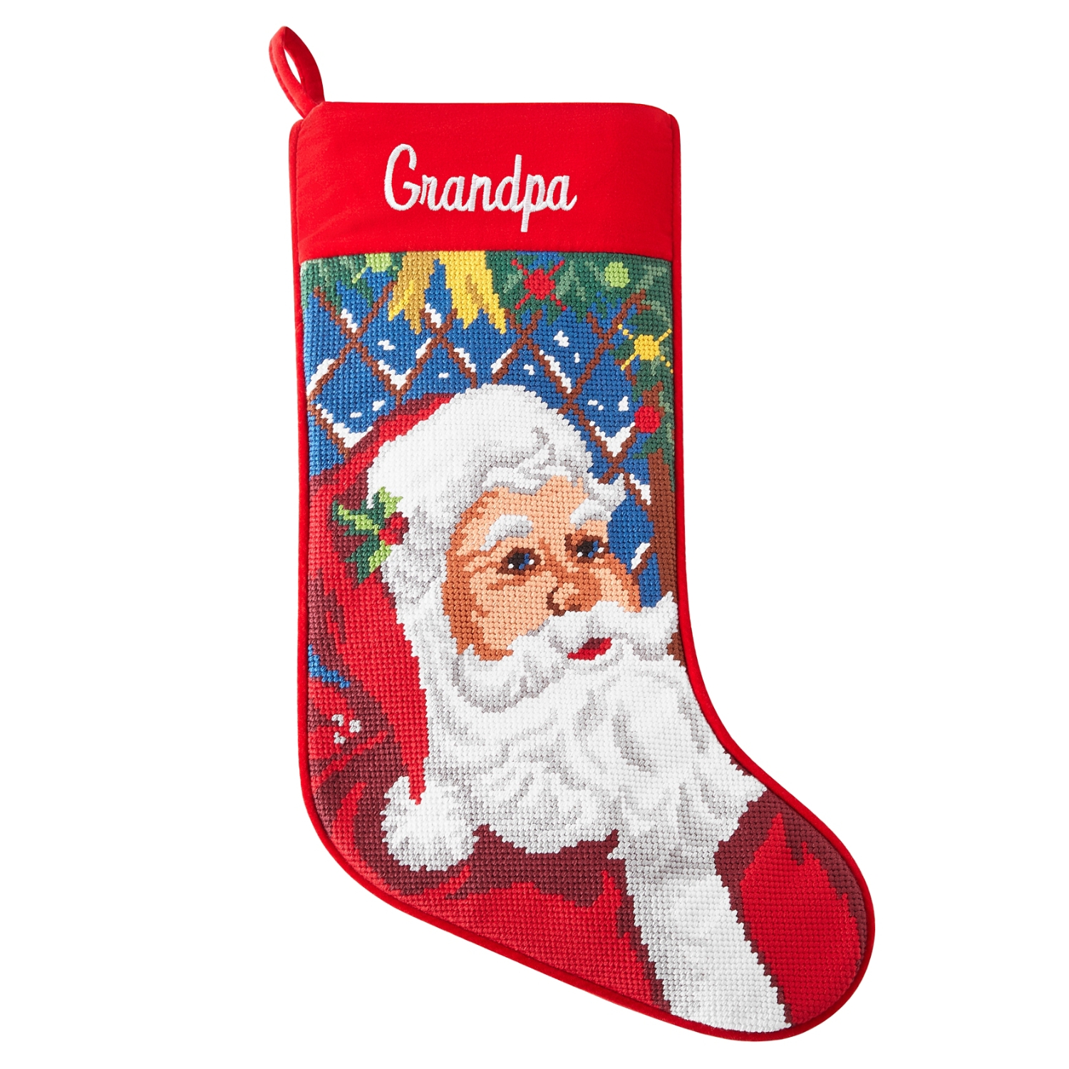 Santa 2024 Needlepoint Vintage Christmas Stocking