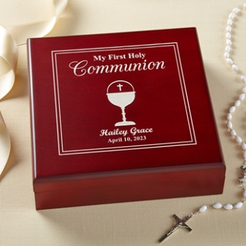 First Communion Wood Keepsake Box