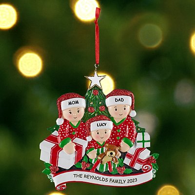 Family Unwrapping Gifts Personalized Ornament