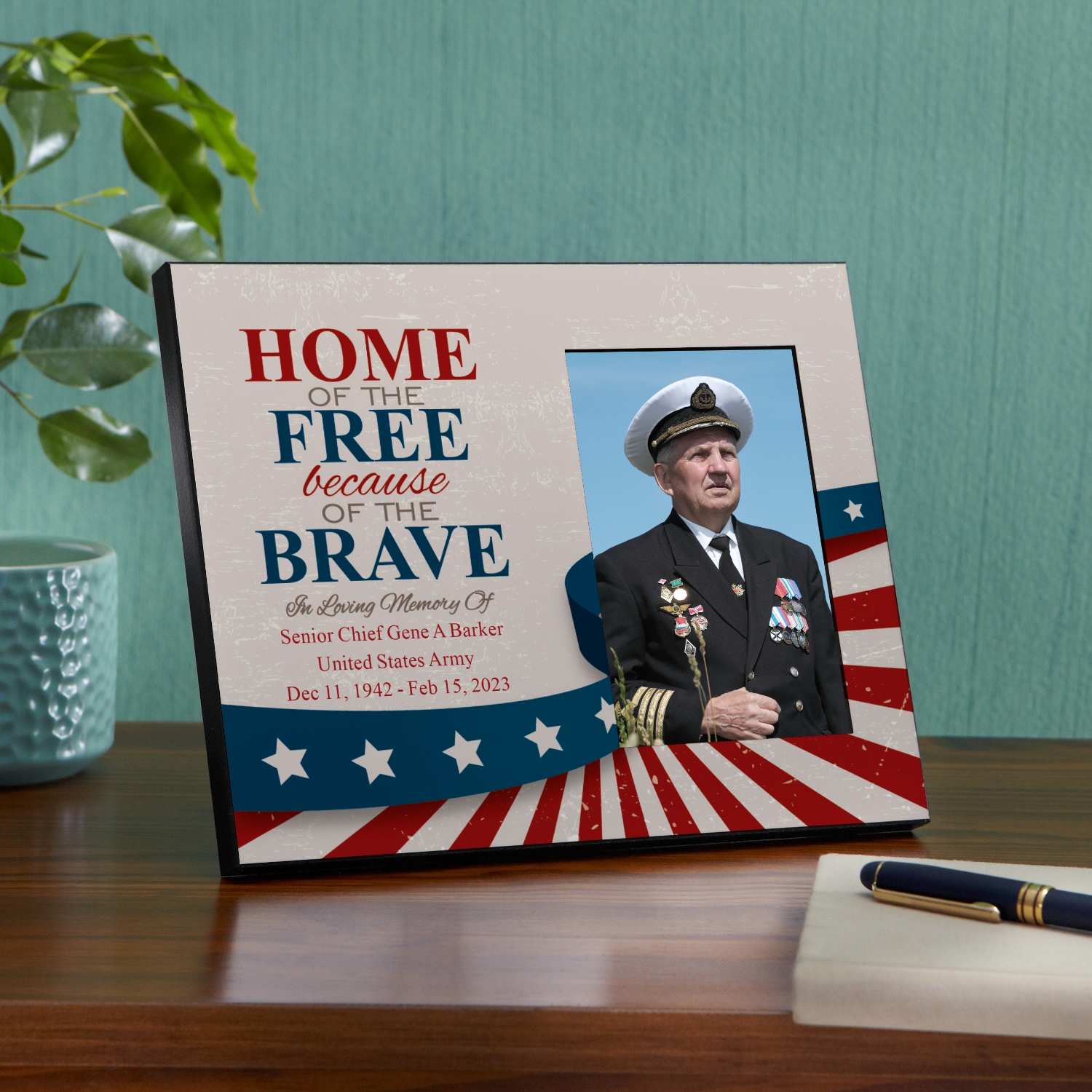 Custom Proud Veteran of the US Army usmc gifts office desk organizer,  Personalized air force office decor wooden desk organizers, Engraved  veteran air