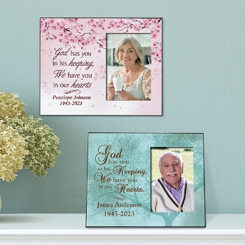 God's Keeping Memorial Wood Personalized Picture Frame