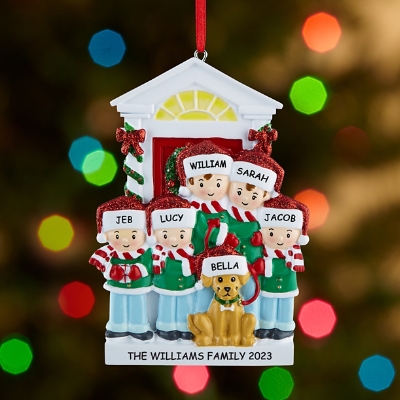 Celebrate the Season Family & Dog Personalized Ornament