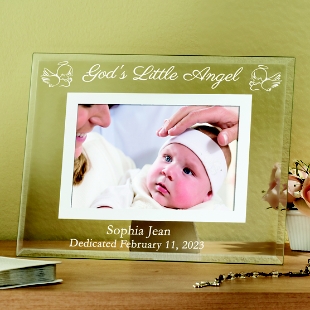 Baptismal Etched Glass Frame