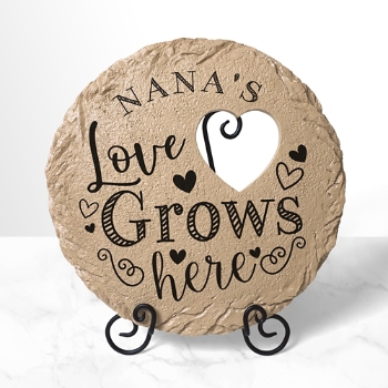 Love Grows Here Round Garden Stone