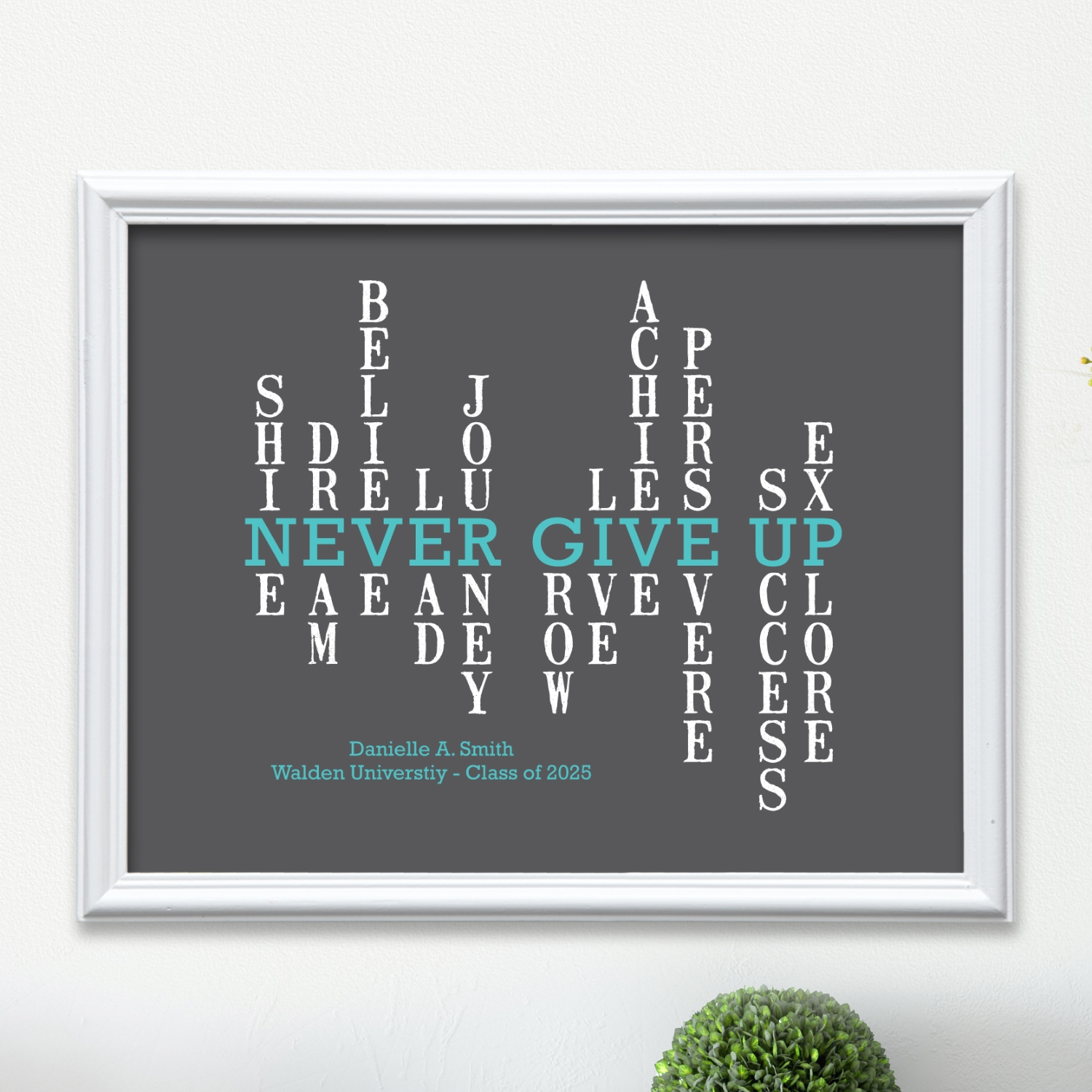 Never Give Up Graduation Wall Art