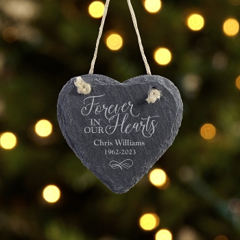 Always and Forever Memorial Heart Slate Ornament