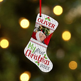 Baby's First Christmas Photo Stocking Ornament