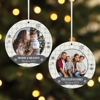 Snowflake Wishes Photo Round Ornament