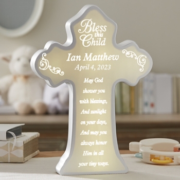 Cherish This Child Personalized Illuminated Cross