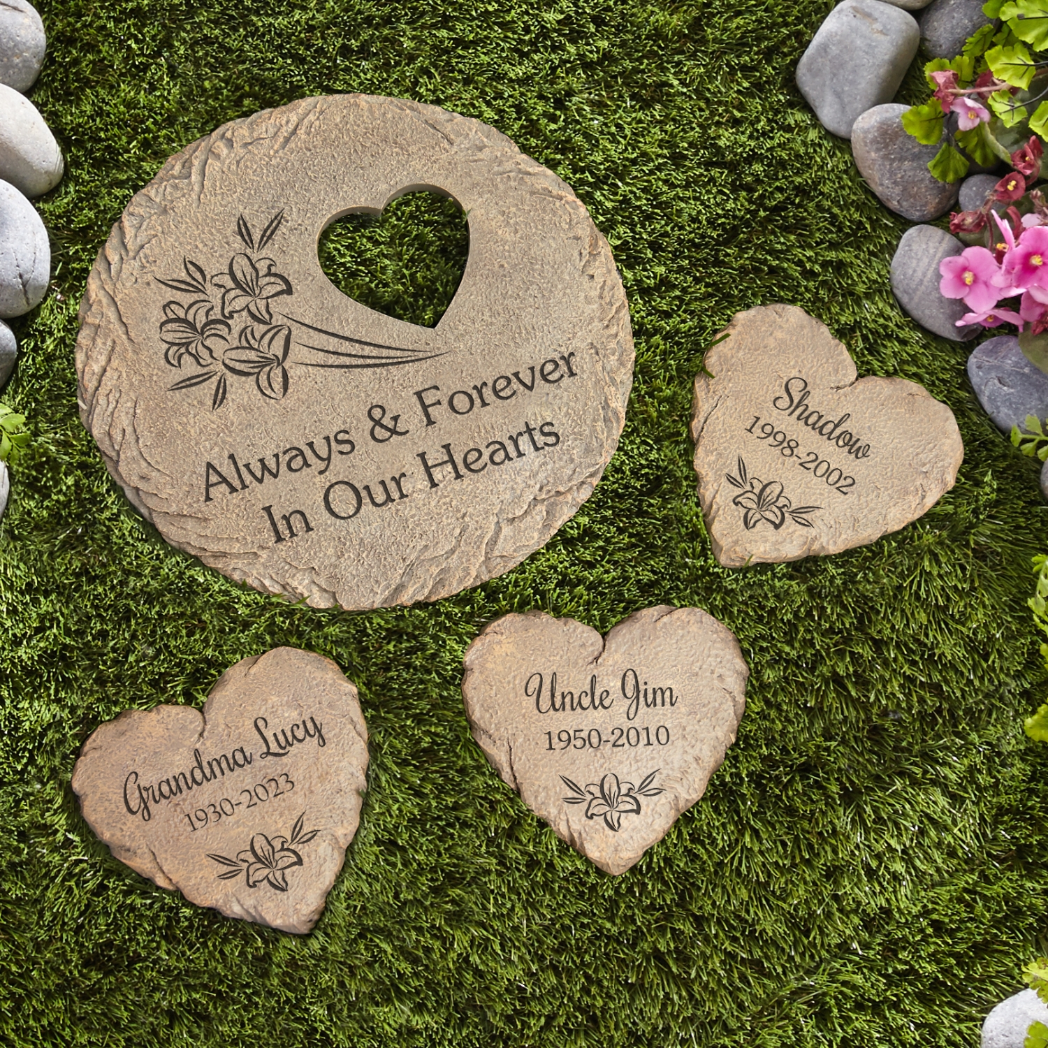 In Our Hearts Sympathy Garden Stones