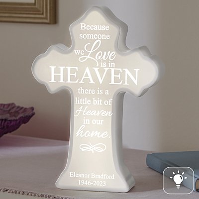 Heavenly Home Memorial Light-Up Personalized Cross