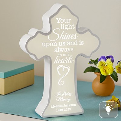 Shine Bright Memorial Light-Up Personalized Cross