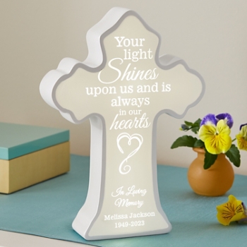 Shine Bright Memorial Light-Up Personalized Cross