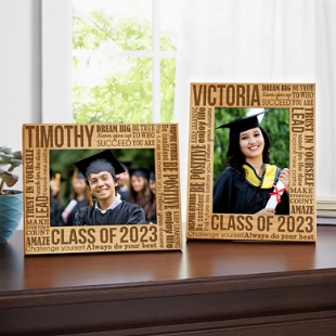 Words For Grad Wood Frame