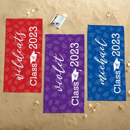 Yay Grad! School Colors Beach Towel