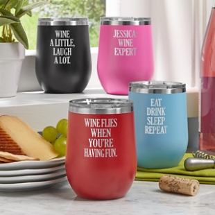 Personalized Wine Tumbler  Wine a little, Laugh a lot - Etchey