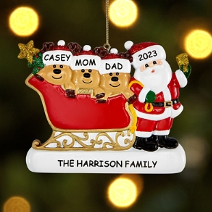 Santa and Reindeer Family Ornament