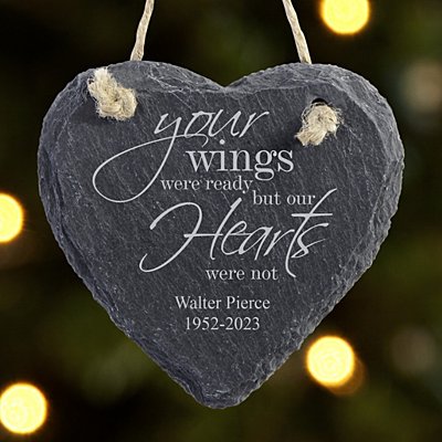 Fly High Memorial Slate Heart Personalized Ornament