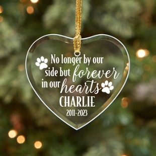 Pet Memorial Glass Heart Ornament