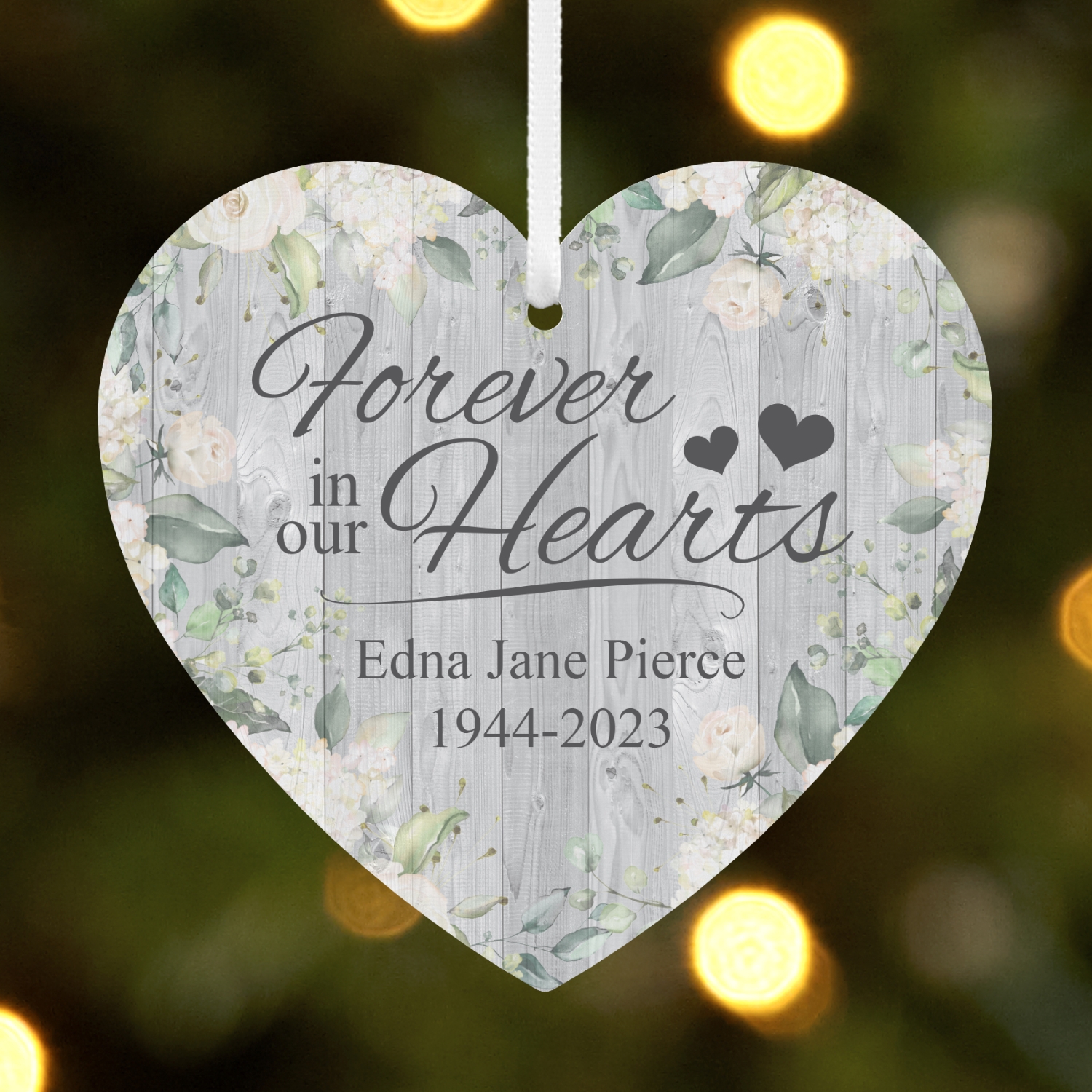 Forever In Our Hearts Memorial Wood Heart Ornament