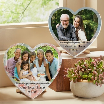 Treasured Memories Sympathy Photo Wood Heart